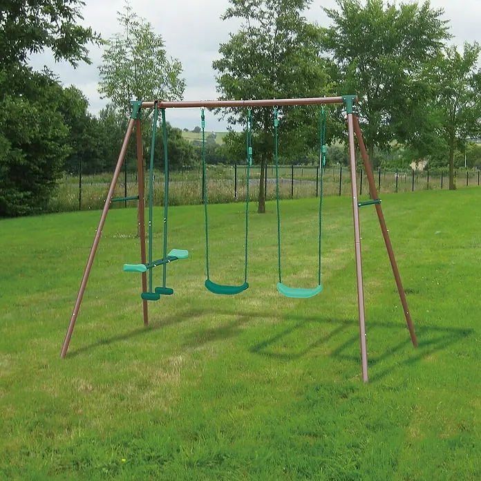 Soulet Schaukel Malo - B x L: 269 x 153 cm, Metall - Freistehende Schaukel mit Doppelsitz und zwei Einzelsitzen, ideal für Spielplätze und Gärten. Robustes Design für stundenlangen Spaß im Freien.