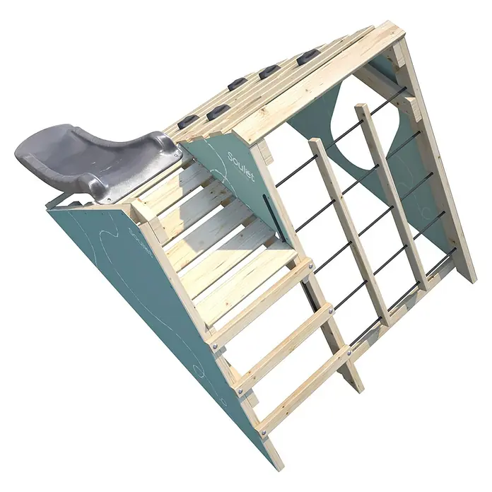 Soulet Klettergerüst Hercules - 127 x 208 x 94 cm, Holz - Holzspielturm von Soulet mit Rutsche, Kletterwand und Leiter. Ideal für Kinder zum Spielen im Garten.