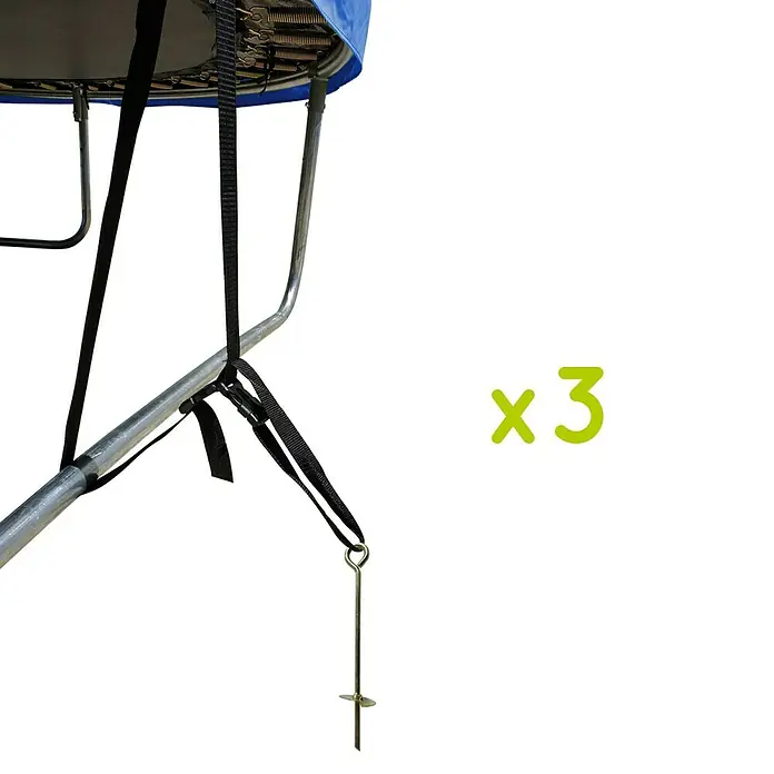 Soulet Trampolin - Ø x H: 366 x 260 cm - Bild zeigt Trampolin-Anker zur Befestigung, inklusive Gurte, für sicheren Halt im Garten.