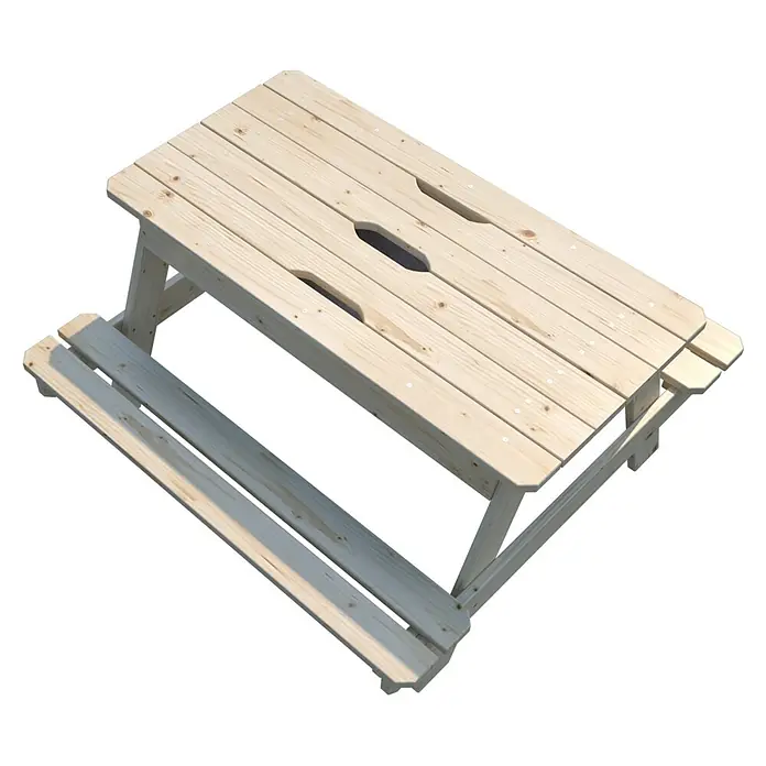 Soulet Kinder-Picknicktisch - L x B x H: 915 x 900 x 500 mm, Holz - Helle Holzgarnitur mit Tischplatte und Sitzbänken mit Aussparungen für Getränke. Ideal für den Garten oder die Terrasse.