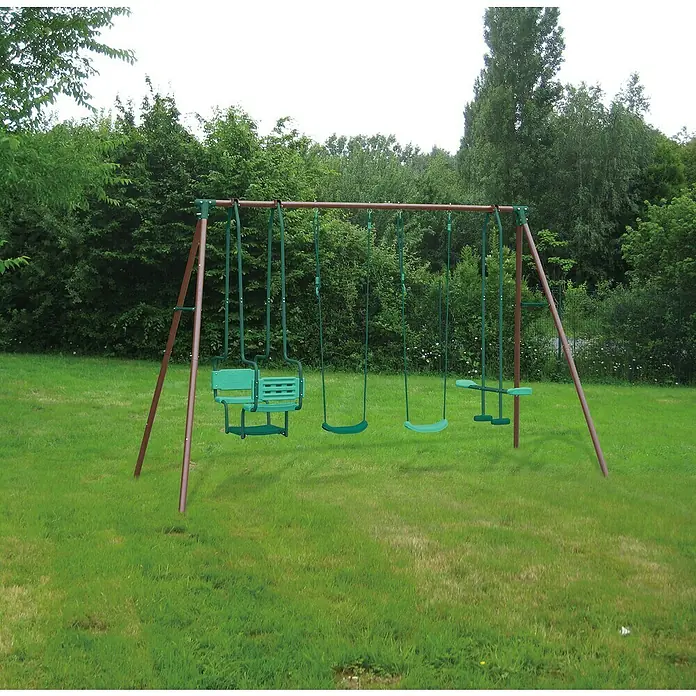 Soulet Schaukel Malo - B x L: 360 x 175 cm, Holz - Grüne Schaukelgarnitur im Garten.