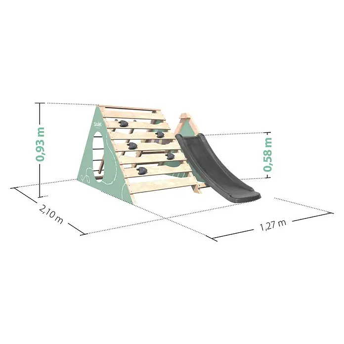 Soulet Klettergerüst Hercules - 127 x 208 x 94 cm, Holz - Eine Ansicht des Soulet Outdoor-Klettergerüsts mit Rutsche, das sich perfekt für Kinder zum Klettern und Spielen im Freien eignet.