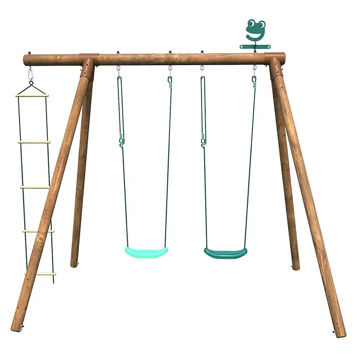 Soulet Schaukel Arthur - B x L: 189 x 278 cm, Holz - Abbildung einer Holzschaukel mit Leiter, die zum Spielen und für Outdoor-Aktivitäten einlädt, perfekt für Kinder.