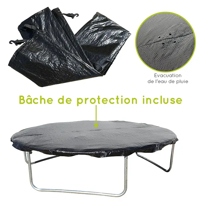 Soulet Trampolin - Ø x H: 366 x 260 cm - Abdeckung für Trampolin mit Wasserablauflöchern zum Schutz vor Regen und Witterungseinflüssen. Inklusive Schutzhülle.