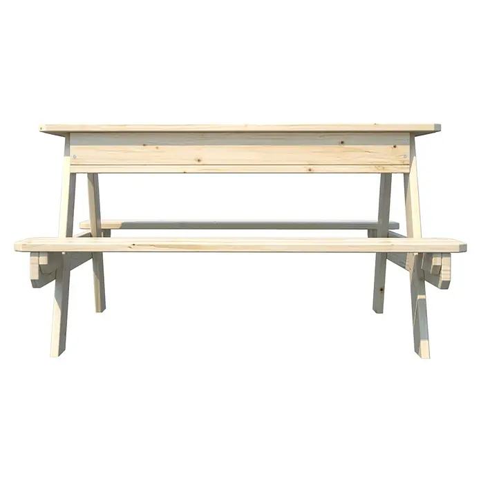 Soulet Kinder-Picknicktisch - L x B x H: 915 x 900 x 500 mm, Holz - Helle Holzbank mit Ablagefläche unter der Sitzfläche, ideal für den Garten oder die Terrasse zum Entspannen und Verweilen im Freien.