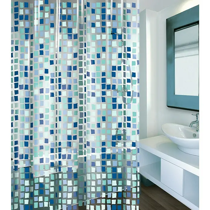 Venus Cortina de baño Concept - An x Al: 180 x 200 cm, Plástico, Azul - Cortina de ducha con mosaico azul turquesa, realzando el baño y garantizando privacidad. Un toque atractivo en cualquier baño.