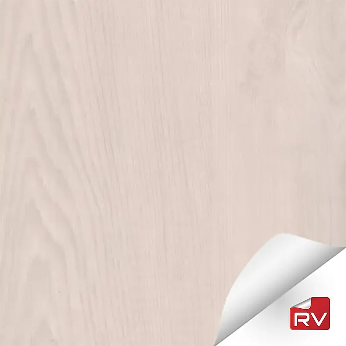 Lámina decorativa autoadhesiva vinílico autoadhesivo a metros - Madera oak beige claro - Película de vinilo con grano de madera beige claro con una esquina despegable, ideal para muebles y decoraciones de pared con estética de madera natural.