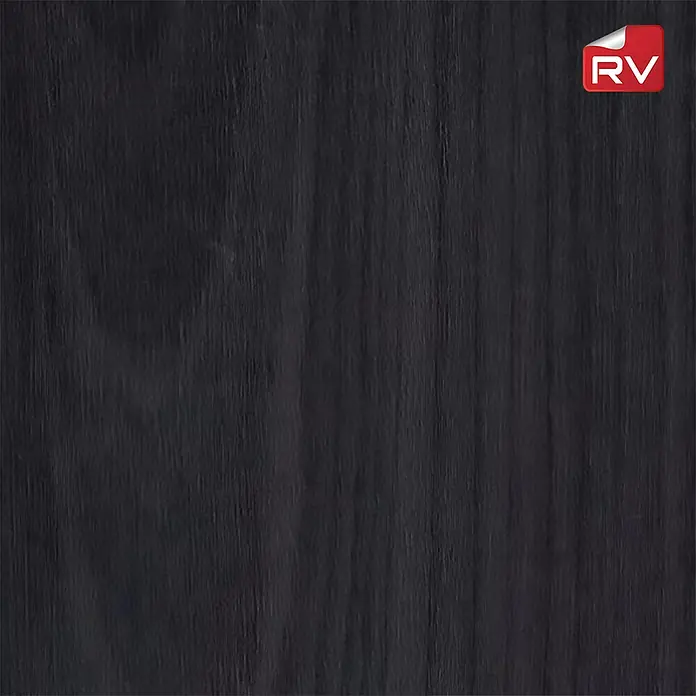 Lámina decorativa autoadhesiva vinílico autoadhesivo a metros - Madera oak gris oscuro - Primer plano de madera RV en un acabado negro profundo, mostrando el detalle de la veta, ideal para diseño de muebles y decoración de interiores.