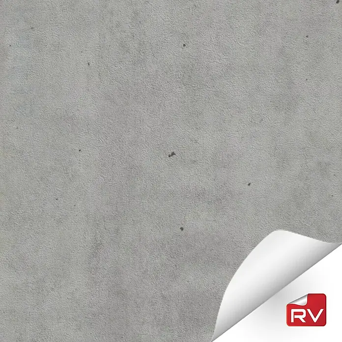 Lámina decorativa autoadhesiva vinílico autoadhesivo a metros - Hormigón gris - Fondo gris con una textura sutil y un detalle de esquina blanca doblada, añadiendo un toque moderno.