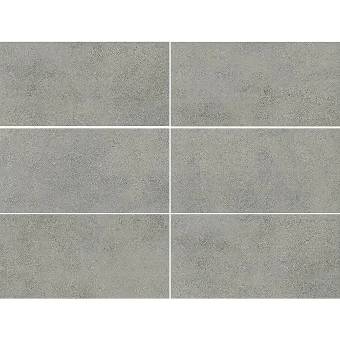 Cersanit Terrassenfliese Metropolis - 59,3 x 119,3 x 2 cm, Grey, Matt - Sechs graue Keramikfliesen mit einer subtilen Textur, ideal für moderne Innenräume, die eine schlichte und elegante Ästhetik suchen.
