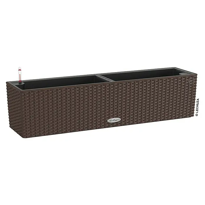 Lechuza Cottage Balkonkasten Balconera - Max. Außenlänge: 80 cm, Kunststoff, Mokka - Brauner LECHUZA Balconera Color Pflanzkasten mit geflochtener Optik und integriertem Bewässerungssystem für Balkon oder Terrasse.