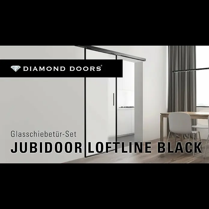 Diamond Doors Black Edition Schiebetür-Komplettset Jubidoor Loftline Black - 935 x 2.058 mm, Einscheibensicherheitsglas (ESG) - Diamond Doors Glasschiebetr-Set JUBIDOOR LOFTLINE BLACK