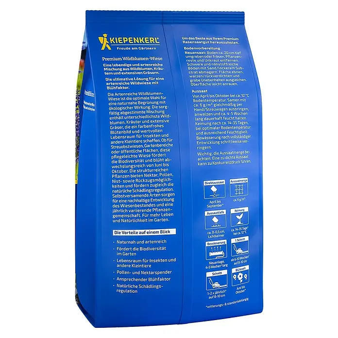 Kiepenkerl Profi-Line Wildblumensamen Premium Wildblumen-Wiese - 250 g - KIEPENKERL Premium Wildblumen-Wiese: Eine lebendige Mischung für naturnahe Begrünung, fördert Artenvielfalt und bietet Lebensraum für Insekten.
