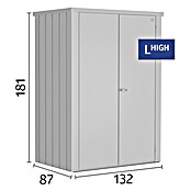 Biohort Romeo Gerätehaus Gr. L High (Außenmaß inkl. Dachüberstand (B x T): 132 x 87 cm, Stahl, Silber‑Metallic) | BAUHAUS