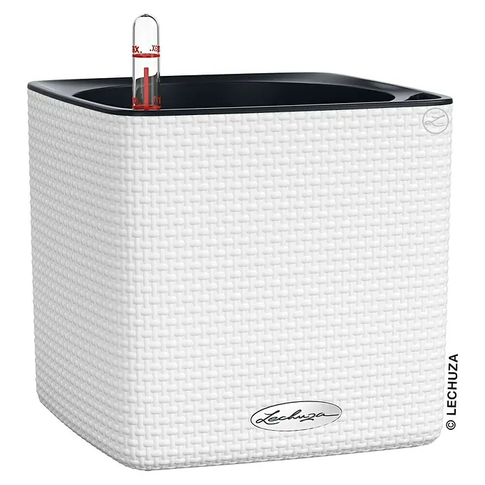 Lechuza Classico Kräutertopf Color - Außenmaß (L x B x H): 17 x 17 x 16 cm, Kunststoff, Weiß - Der LECHUZA Cube Cottage 30 Pflanzkübel in Weiß ist ein stilvoller, quadratischer Topf mit Bewässerungssystem.