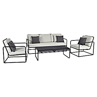 SENSUM Komplet lounge pohištva Askanas (4 -del., Blazine iz olefina, Črna)