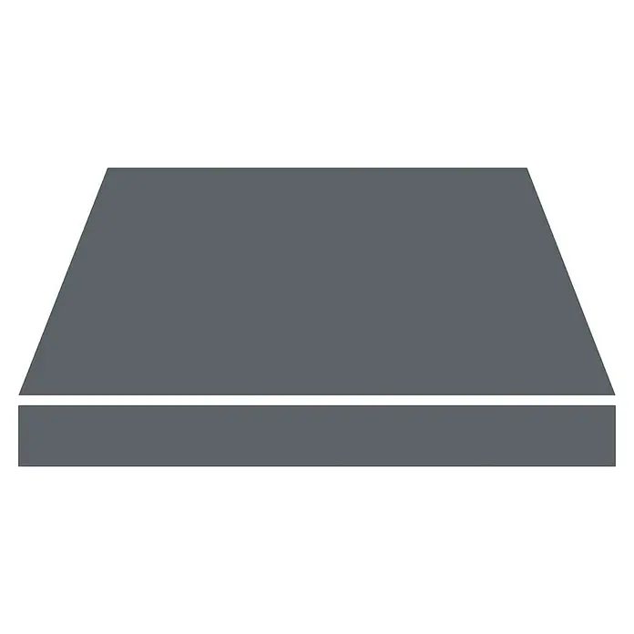 Spettmann Vollkassettenmarkise 1063 - Dunkelgrau, Farbe Gestell: Eisenglimmer matt, Breite: 4 m, Ausfall: 3 m - Abstraktes graues Objekt auf schwarzem Hintergrund, minimalistisches Design.