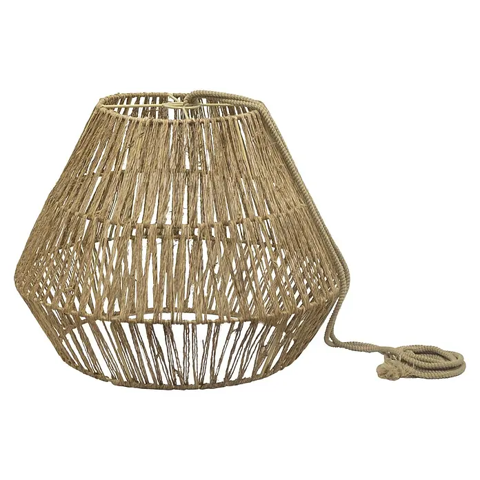 New Garden Akku-Pendelleuchte Sisine - L x B x H: 40 x 40 x 30,4 cm, Warmweiß, 3 W, IP54 - Dekorative Hängeleuchte mit Seilaufhängung. Die Lampe hat eine einzigartige Form und ist aus Naturfasern gefertigt.