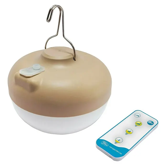 New Garden Akku-Pendelleuchte Cherry - 9 W, L x B x H: 11 x 11 x 8,5 cm, Beige, IP44 - Bild einer Newgarden-Lampe mit Fernbedienung. Diese Lampe ist perfekt für den Außenbereich und bietet stimmungsvolle Beleuchtung.