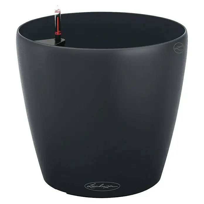 Lechuza Classico Pflanztopf Color - Außenmaß (Ø x H): 19 x 17 cm, Kunststoff, Schiefergrau - Schwarzer Lechuza Pflanztopf mit Wasserstandsanzeige, ideal für Zimmerpflanzen und zur Selbstbewässerung für ein gesundes Pflanzenwachstum.
