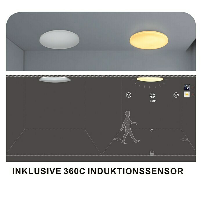 Tween Light Plafón LED (30 W, Color: Blanco, Ø x Al: 54 x 7,5 cm, Sensor de inducción)