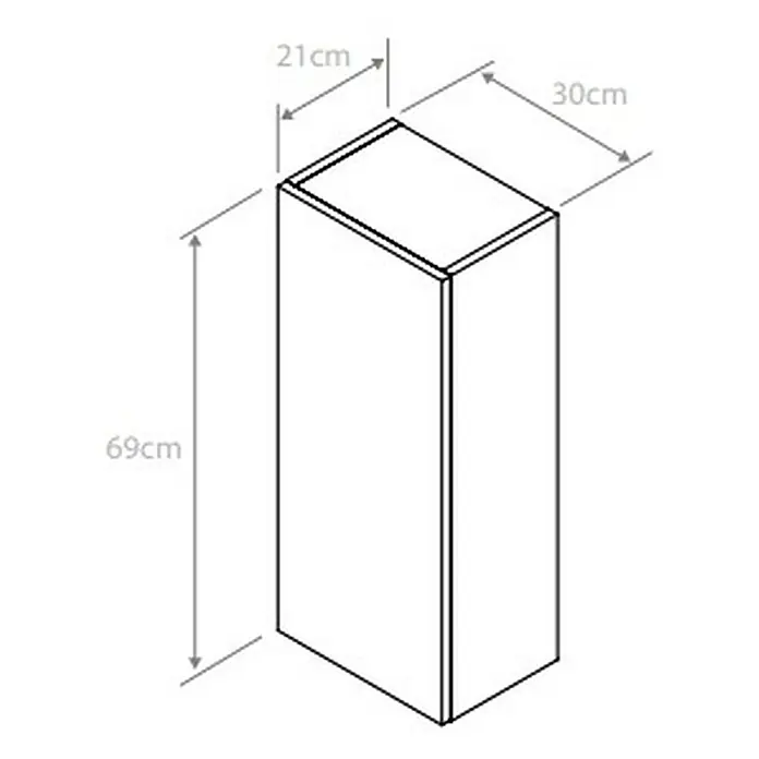 Armario colgante de baño Cancun - An x Pr x Al: 30 x 21 x 69 cm, Blanco - Vista de un armario con dimensiones 21 cm x 30 cm x 69 cm. Mueble práctico y ahorrador de espacio para almacenamiento.