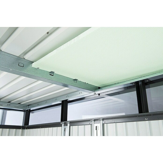 Biohort Gerätehaus HighLine (Silber Metallic, 1,55 x 2,75 x 2,22 m, Doppelflügeltür)