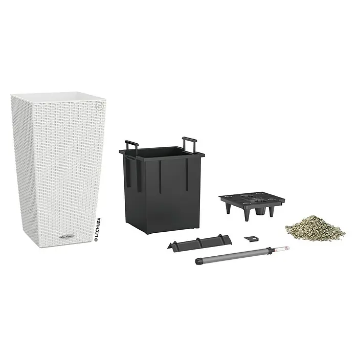 Lechuza Cottage Pflanzsäule eckig Cubico 30 - Außenmaß (L x B x H): 30 x 30 x 56,5 cm, Kunststoff, Weiß - Bild eines Lechuza Cube Pflanzgefäßes, das eine elegante und moderne Lösung für die Zimmer- oder Gartengestaltung bietet.