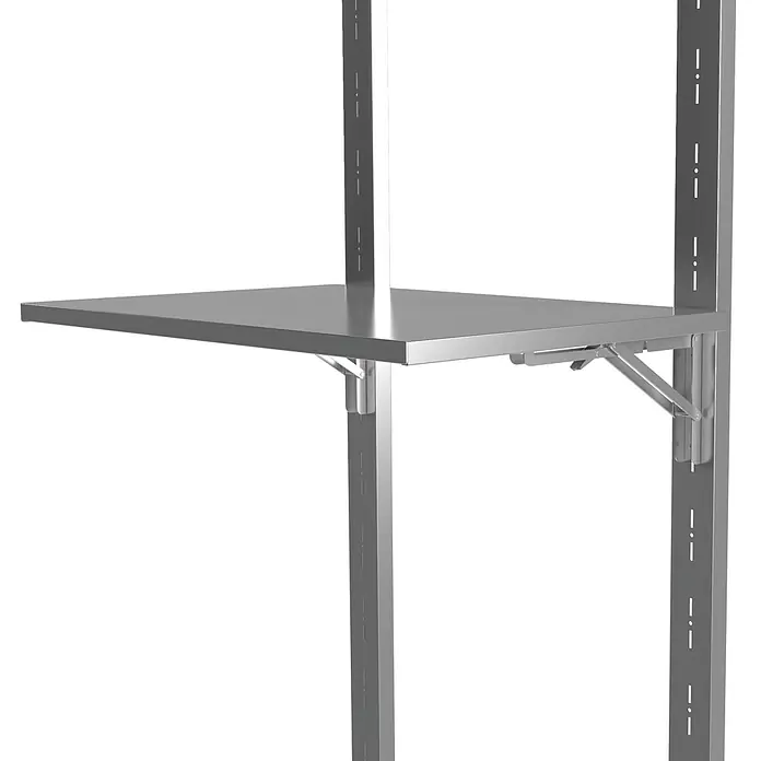 Floraworld Klapptisch - L x B x H: 50 x 70 x 18 cm, Stahlblech, Silber - Metallregal mit einer einzelnen Ablage und robusten Halterungen, ideal für Lagerung und Organisation.