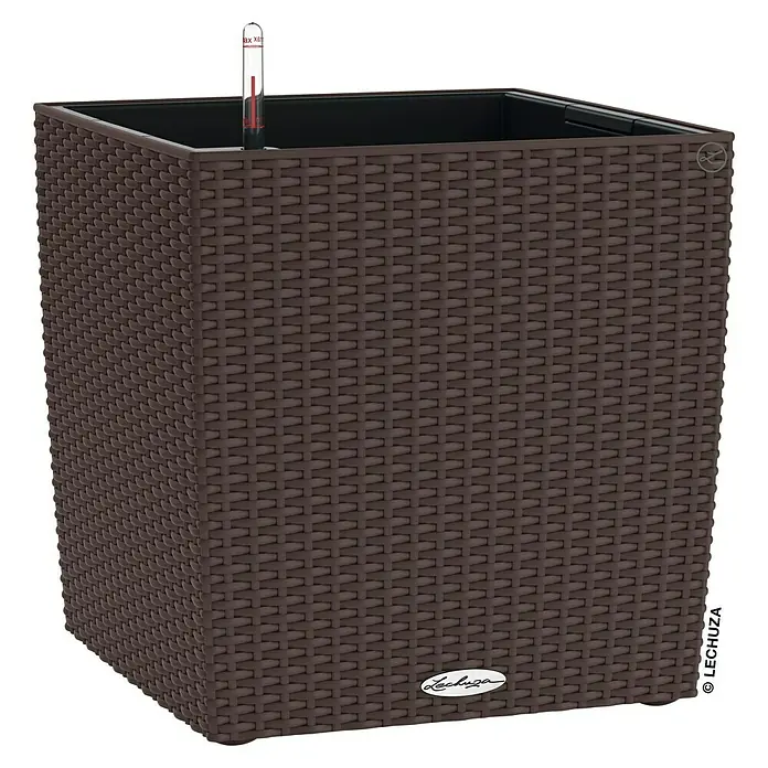 Lechuza Cottage Pflanzkübel eckig Cube - Außenmaß (L x B x H): 40 x 40 x 40 cm, Kunststoff, Mokka - Braun strukturierter LECHUZA Cube Pflanztopf mit Bewässerungsanzeige für den Innen- und Außenbereich. Praktisch und stilvoll.