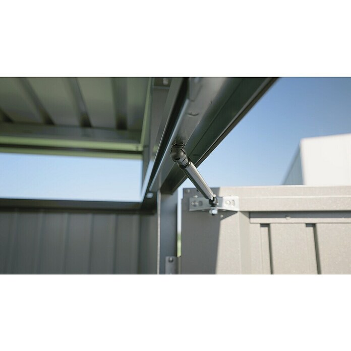 Biohort Gerätehaus HighLine (Dunkelgrau Metallic, 1,95 x 2,75 x 2,22 m, Doppelflügeltür)