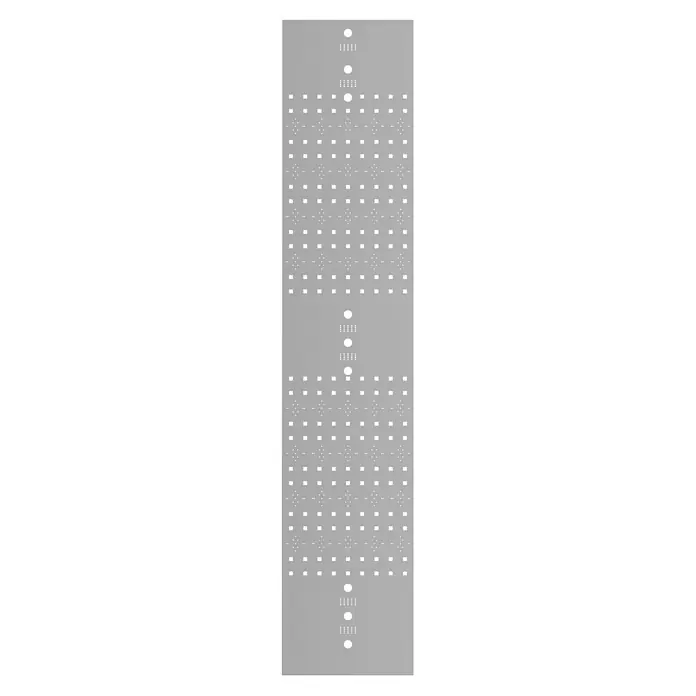 Floraworld Rundlochblech - L x B: 172 x 35 cm, Metall, Passend für: Floraworld Premium Gerätehäuser - Graue Lochplatte mit Löchern und Mustern in regelmäßigen Abständen, die sich ideal für DIY-Projekte und Organisation eignet.