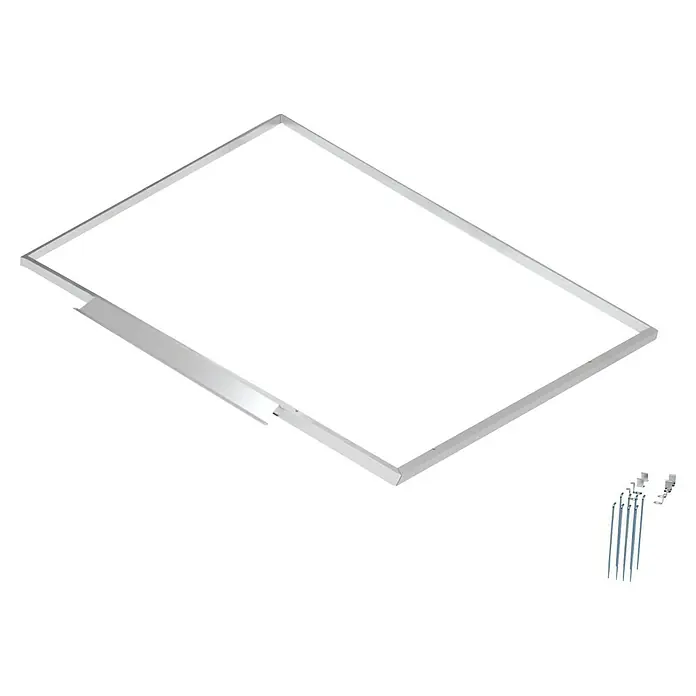 Floraworld Bodenrahmen - Passend für: Floraworld Premium Gerätehäusern - Ein quadratischer LED-Panelrahmen mit Montagezubehör, ideal für die Installation von LED-Leuchten in Büros oder Wohnräumen.