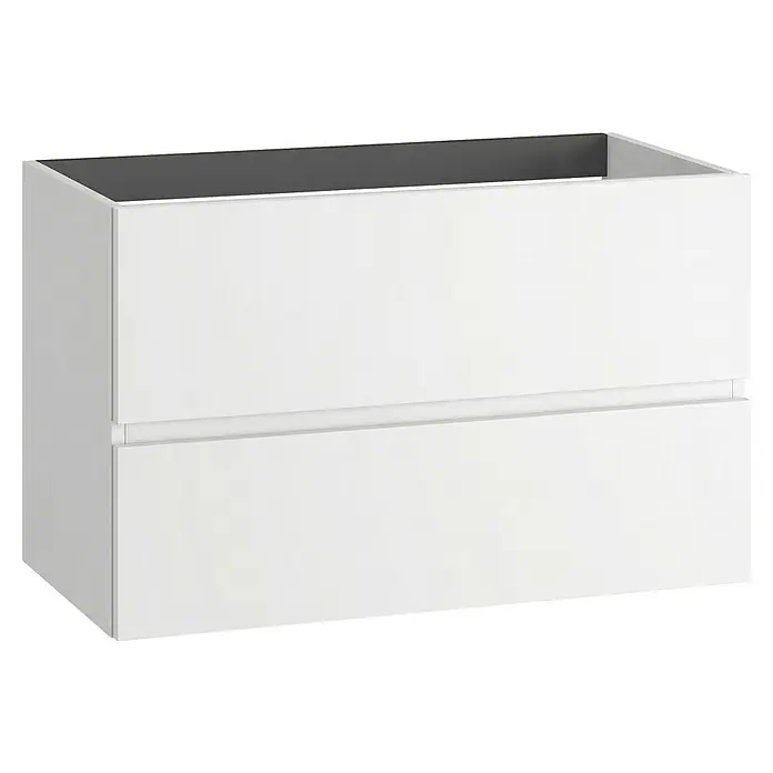 Conjunto de mueble de baño Cancún - Ancho: 80 cm, Blanco, 3 pzs. - Mueble de baño blanco con dos cajones, ideal para guardar artículos de baño y añadir estilo a cualquier baño.