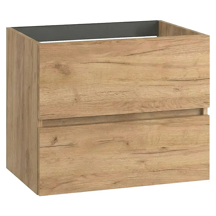 Conjunto de mueble de baño Cancún - Ancho: 60 cm, Roble, 3 pzs. - Un moderno mueble de baño con aspecto de madera con dos cajones para el baño. Práctico mueble de baño para un almacenamiento elegante.