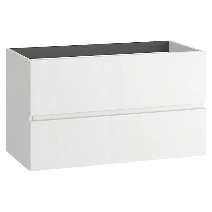 Conjunto de mueble de baño Cancún - Ancho: 100 cm, Blanco, 3 pzs. - Un moderno mueble de baño blanco con dos cajones. Perfecto para cualquier baño, ofrece soluciones de almacenamiento con estilo.