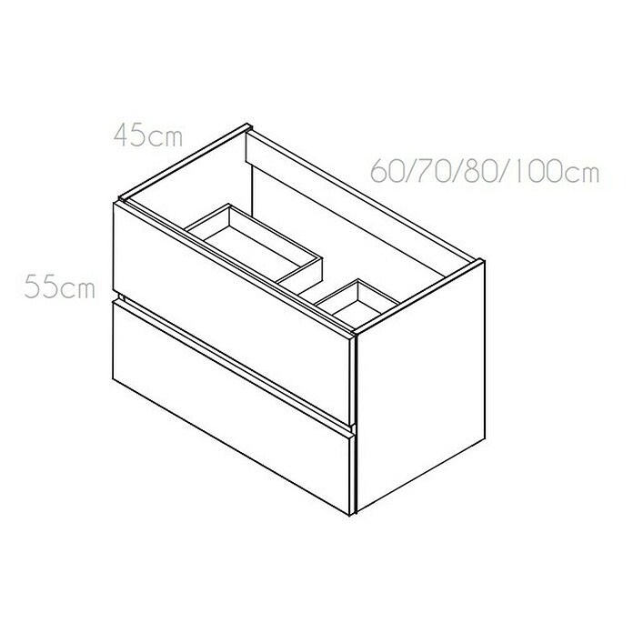 Mueble de lavabo Cancún (L x An x Al: 45 x 100 x 55 cm, Blanco, Mate) | BAUHAUS