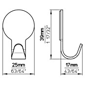 Siro Klebehaken (1 Stk., Edelstahl, Silber, Rund)