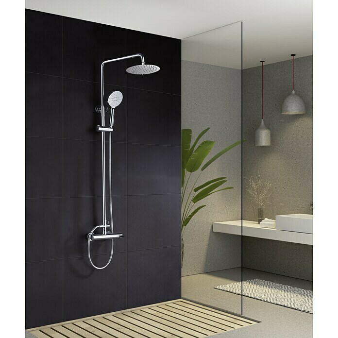 Imex Elba Sistema de ducha (Con grifo monomando, Distancia entre orificios:  92,5 cm, Número de tipos de chorro: 3 ud., Chrom/Negro)