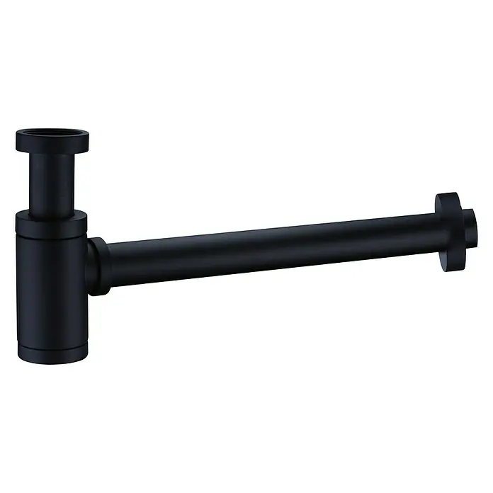 Imex Sifón de botella cilíndrico - Negro, Mate - Sifón negro para lavabo, ideal para baños modernos. Diseño elegante y función fiable.