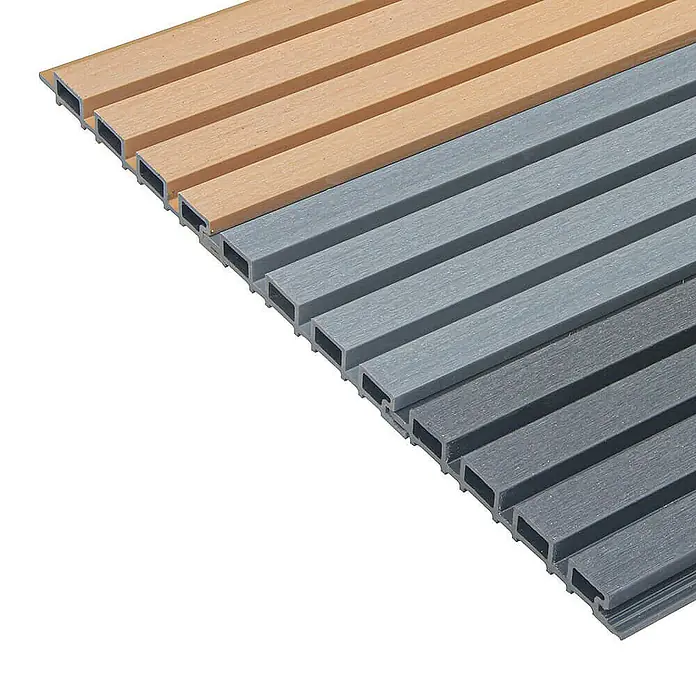 Home Deluxe Wandpaneel Fassadenverkleidung DUVAR - Musterset - Teak, Hellgrau, Anthrazit