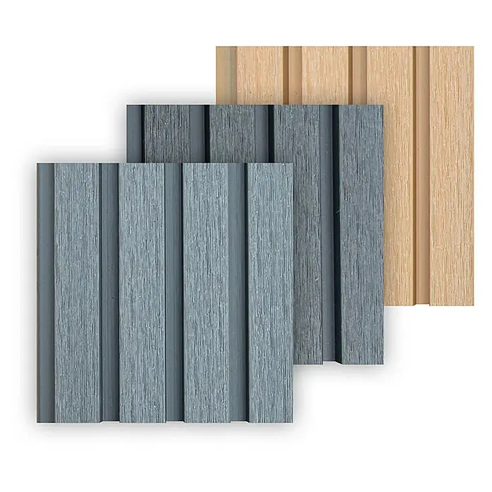 Home Deluxe Wandpaneel Fassadenverkleidung DUVAR - Musterset - Teak, Hellgrau, Anthrazit