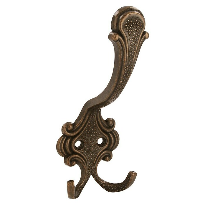 Siro Garderobenhaken (Anzahl Haken: 3 Stk., L x B x H: 5,8 x 14,8 x 6,8 cm, Messing Antik)