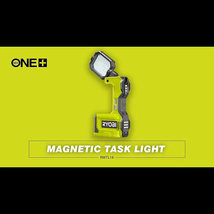 Ryobi ONE+ LED-Arbeitsleuchte RMTL18-0 - 1.500 lm, Ohne Akku - RYOBI ONE+ Magnetic Task Light [RMTL18] | 1500 Lumen Work Light with USB-C Charging