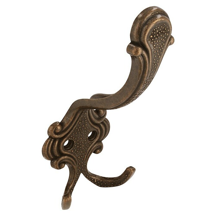 Siro Garderobenhaken (Anzahl Haken: 3 Stk., L x B x H: 5,8 x 14,8 x 6,8 cm, Messing Antik)