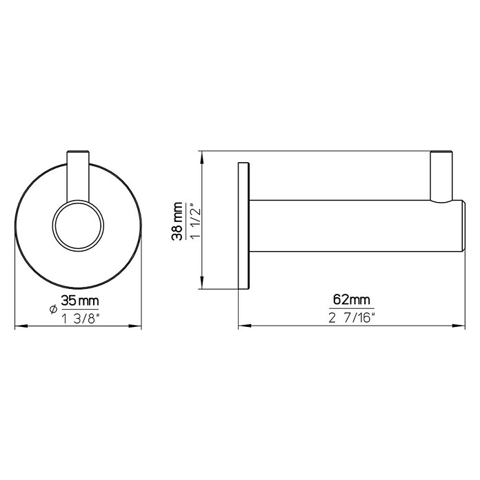 Siro Garderobenhaken (Anzahl Haken: 1 Stk., L x B x H: 3,4 x 2,7 x 6,2 cm)