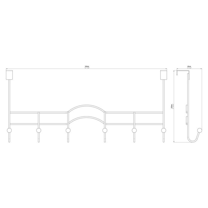 Siro Türgarderobe (Anzahl Haken: 6 Stk., Chrom)