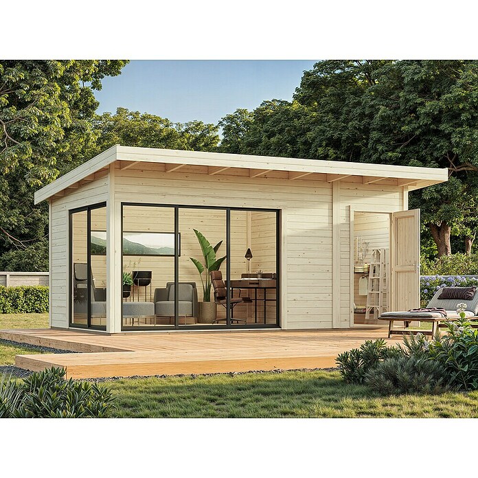 Palmako Caseta de jardín Andrea Slide Plus (Medidas ext. (An x Pr): 574 x 404 cm, Madera, Natural) | BAUHAUS