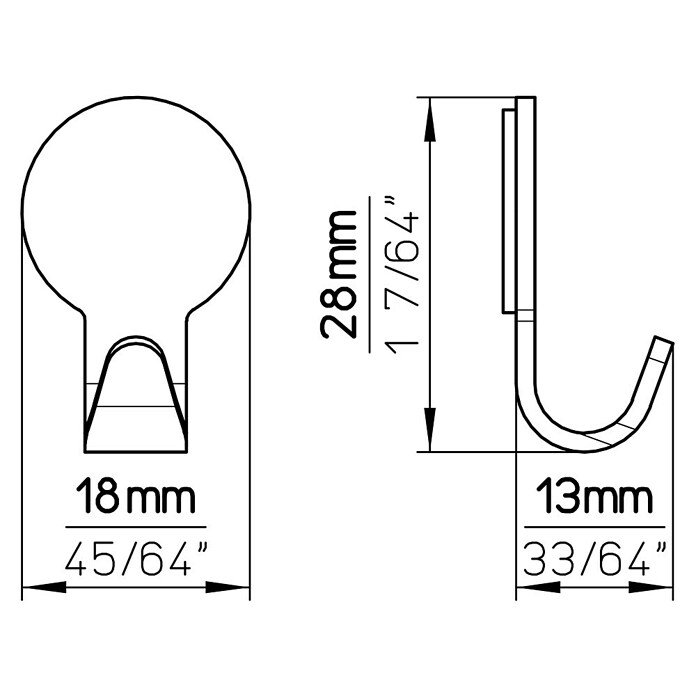 Siro Klebehaken (3 Stk., Edelstahl, Silber, Rund)
