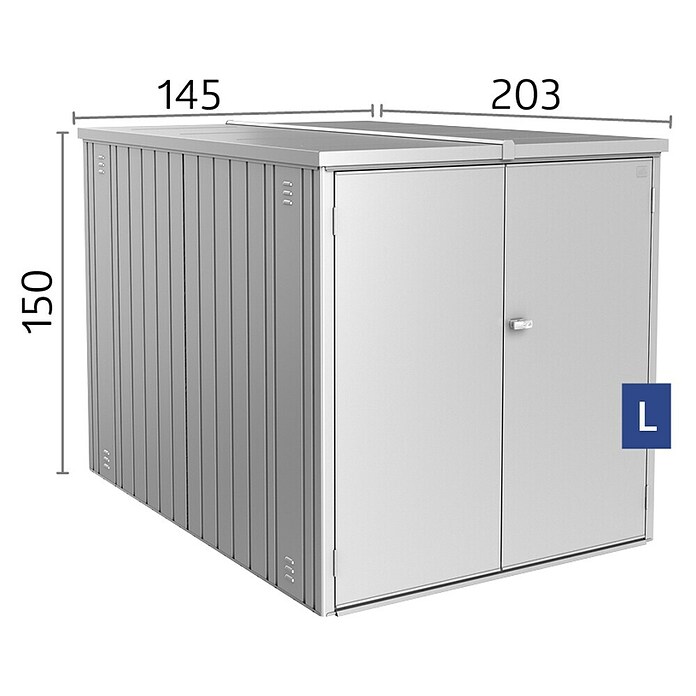Biohort MiniGarage Fahrradgarage L (Quarzgrau Metallic, Außenbreite inkl. Dachüberstand: 145 cm, Außentiefe inkl. Dachüberstand: 203 cm) | BAUHAUS